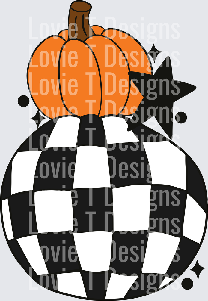 Checkered Pumpkin Pocket DTF transfer