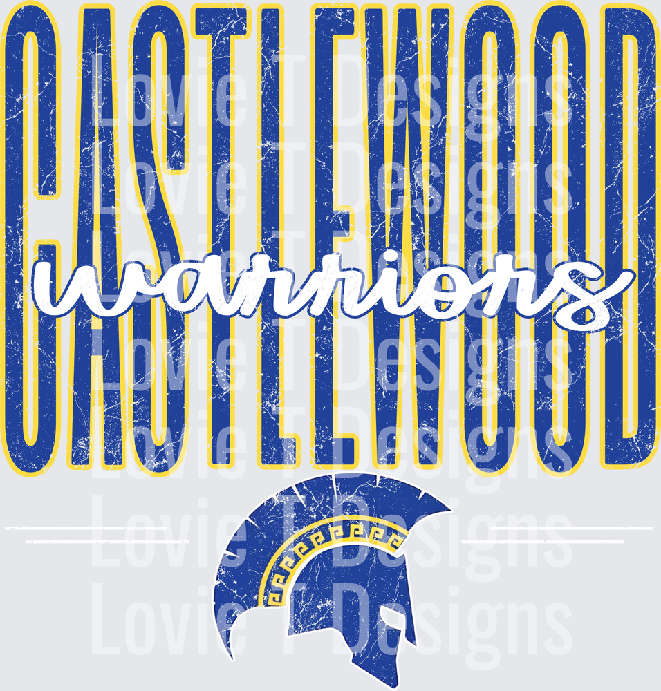 CASTLEWOOD WARRIORS TALL MASCOT DISTRESSED