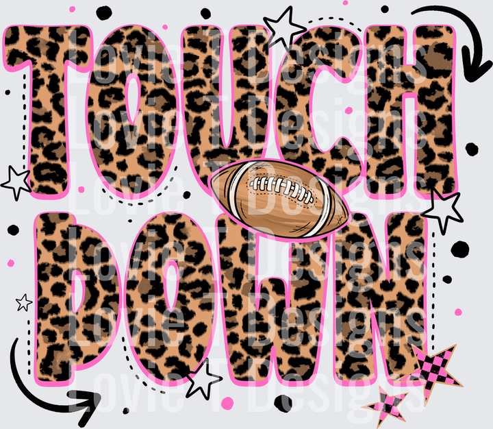 TOUCHDOWN LEOPARD football DTF transfer design