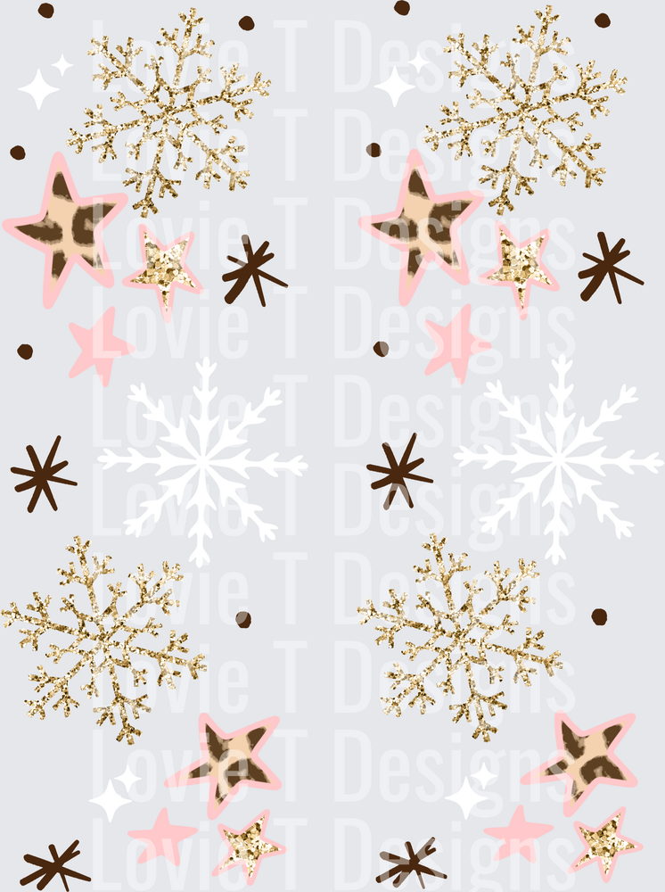 Pink & Gold Snowflake Coordinating Sleeve DTF transfer design