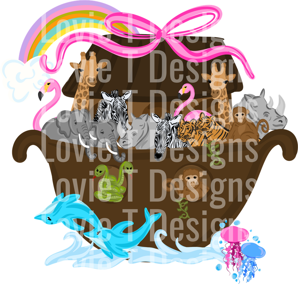 Noah's Ark with Rainbow and Bow Animals Safari Adventure