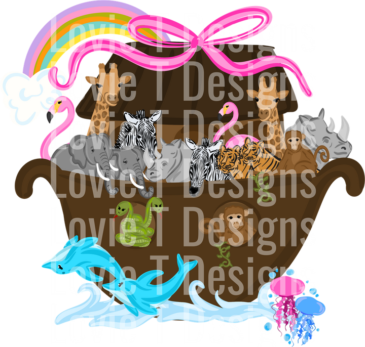 Noah's Ark with Rainbow and Bow Animals Safari Adventure