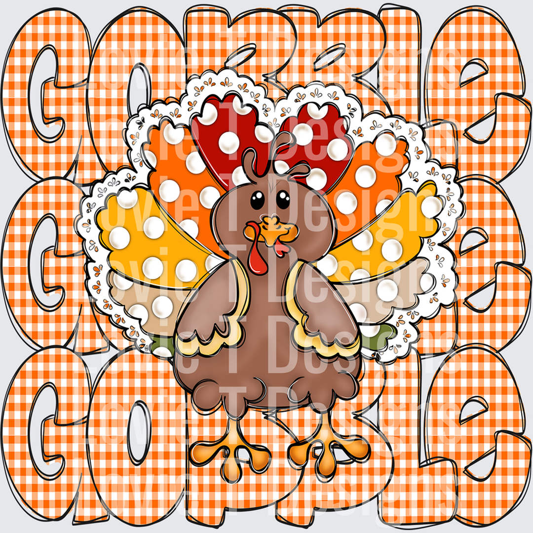 Gobble Gobble Gobble Turkey Stack – DTF Transfer – product image