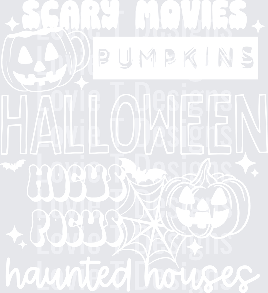 HALLOWEEN THINGS SINGLE COLOR WHITE Halloween DTF transfer design
