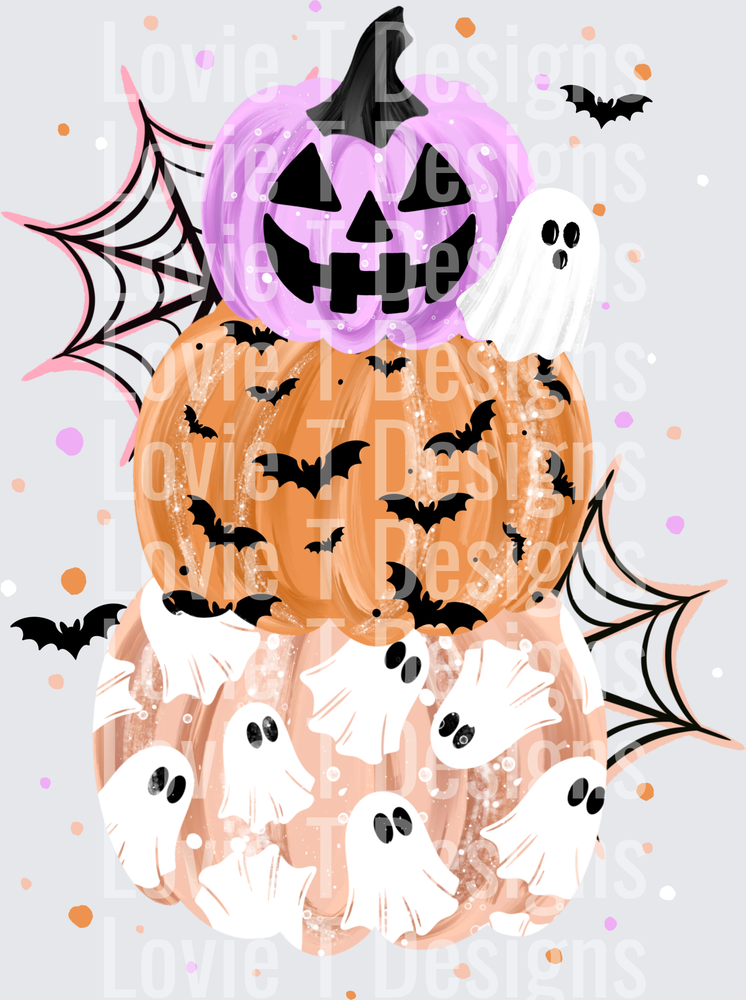SPOOKY STACKED PUMPKINS halloween DTF transfer design