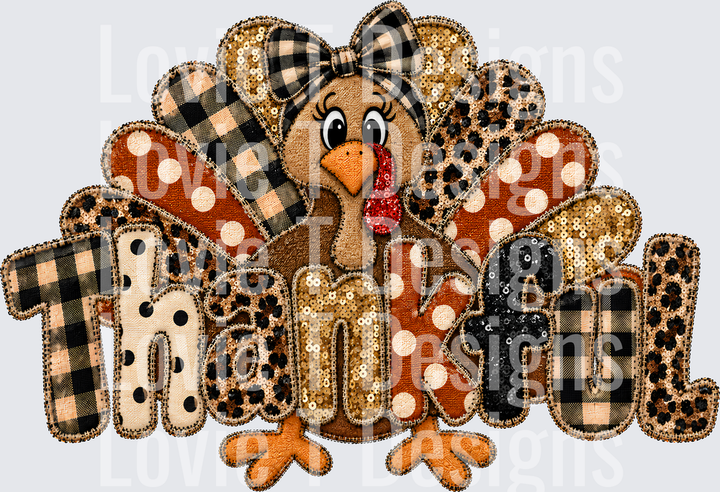 Thankful Turkey Thanksgiving DTF transfer design