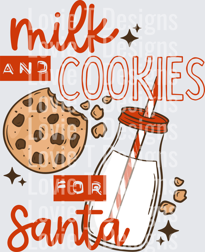 Milk & Cookies Christmas DTF transfer design