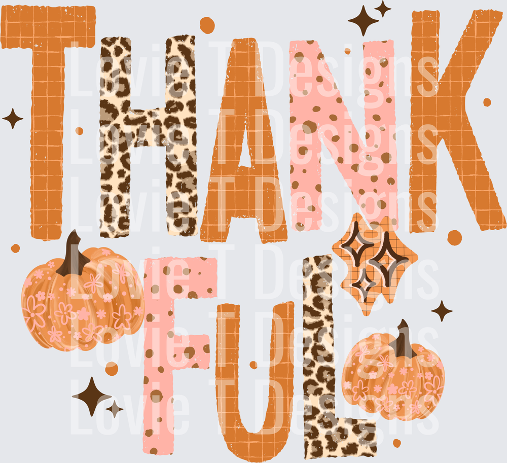 Thankful Leopard Pumpkins (Pink & Orange) DTF transfer design