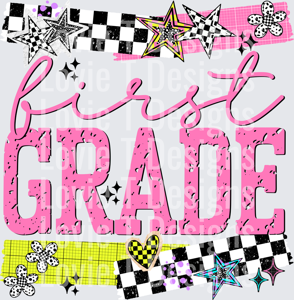 SEEING STARS SCHOOL FIRST GRADE back-to-school DTF transfer design