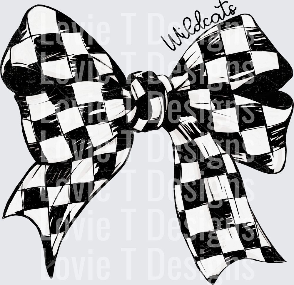 BLACK AND WHITE CHECKER BOW WILDCATS