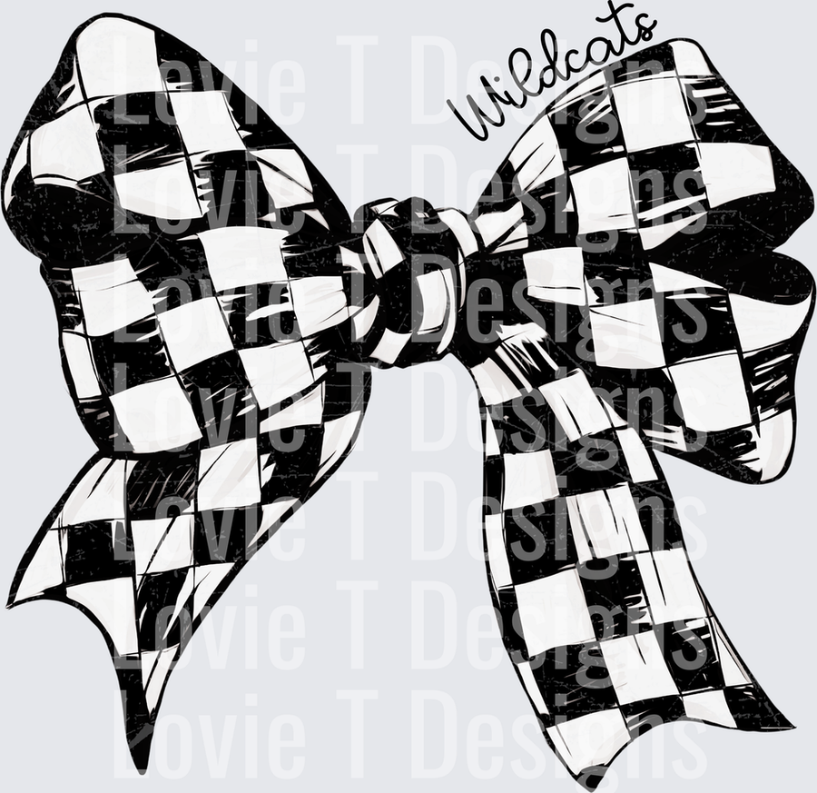 BLACK AND WHITE CHECKER BOW WILDCATS
