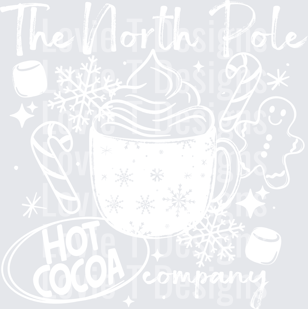 The North Pole Hot Cocoa Company (White) DTF transfer design