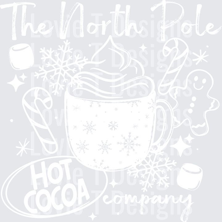 The North Pole Hot Cocoa Company (White) DTF transfer design