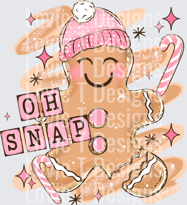 Oh Snap Pink Gingerbread DTF transfer design