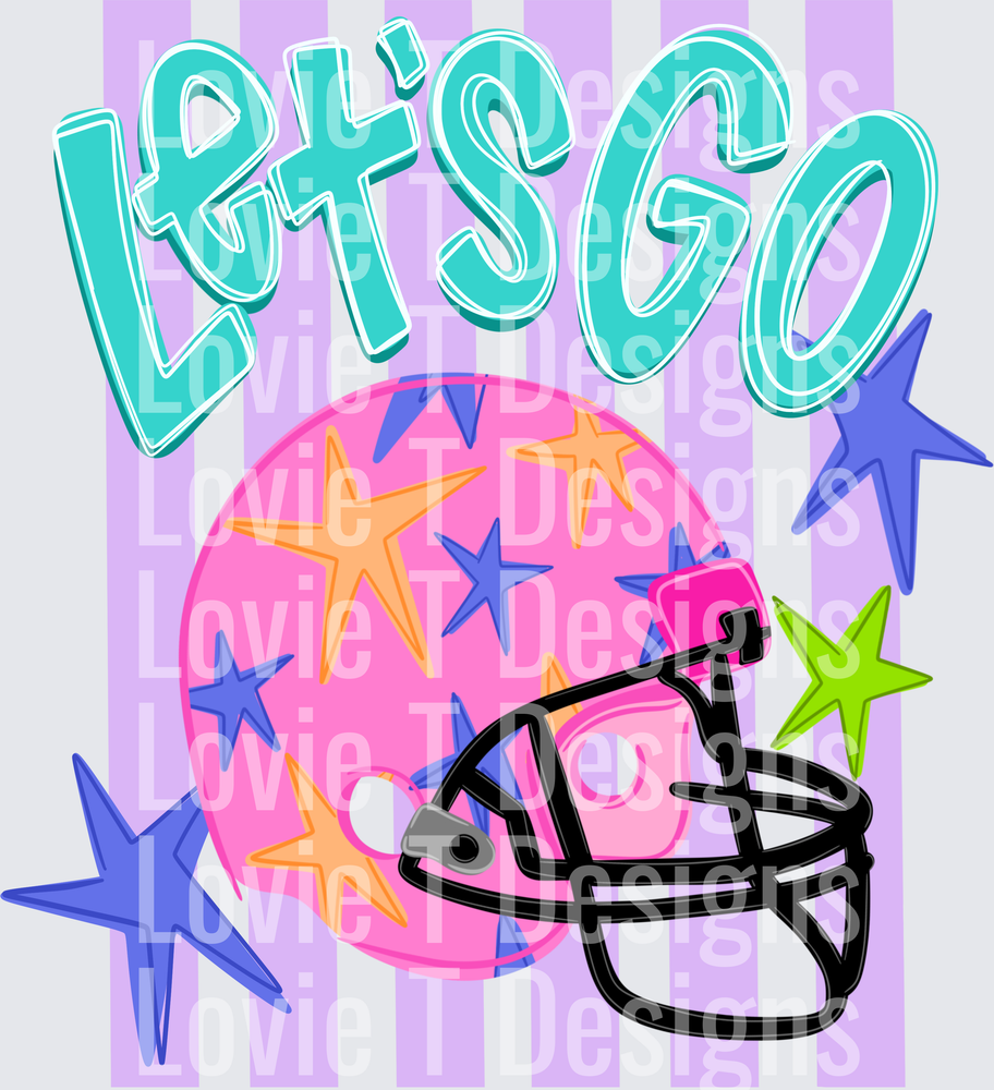 LET'S GO football DTF transfer design