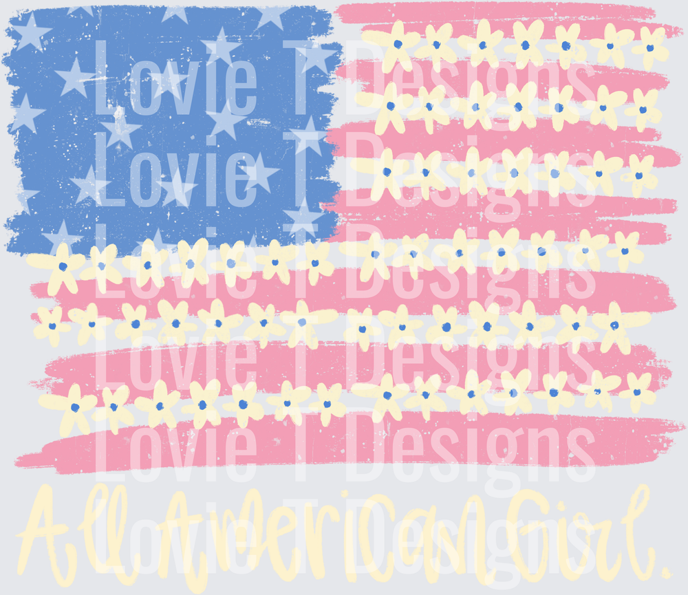 All American Girl DTF transfer design