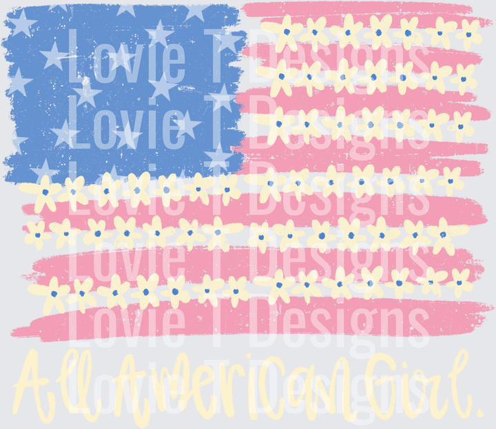 All American Girl DTF transfer design