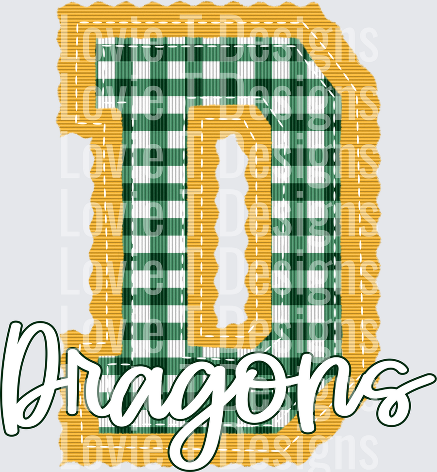 LETTERMAN DRAGONS YELLOW AND KELLY GREEN