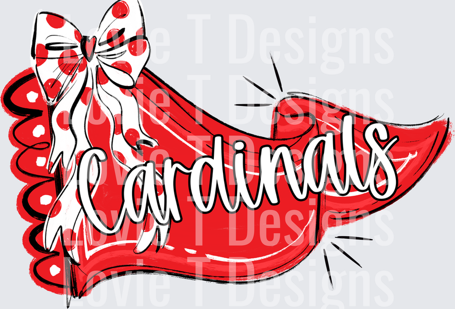 CARDINALS RED PENNANT AND RED DOT BOW