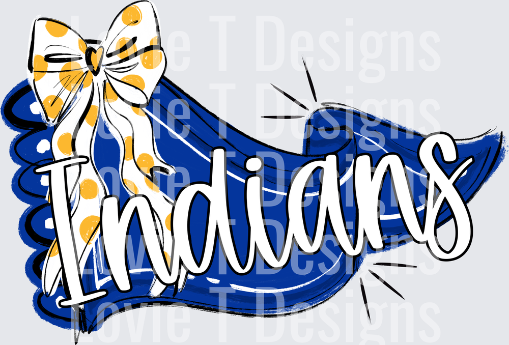 INDIANS ROYAL PENNANT AND YELLOW DOT BOW