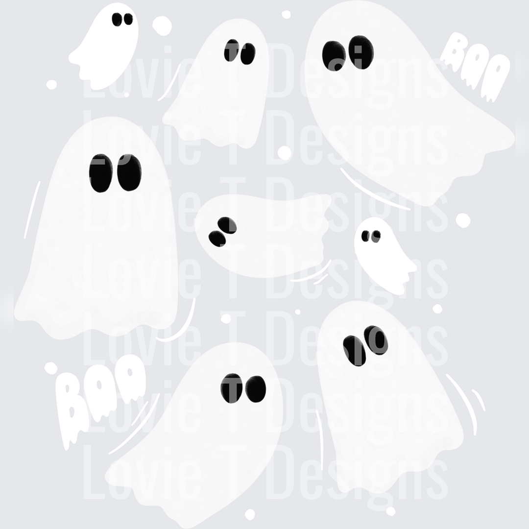 Boo Ghostie White & Black – DTF Transfer – product image