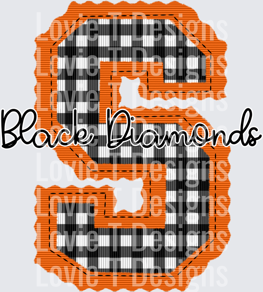 BLACK DIAMONDS ORANGE BASE AND BLACK GINGHAM TOP