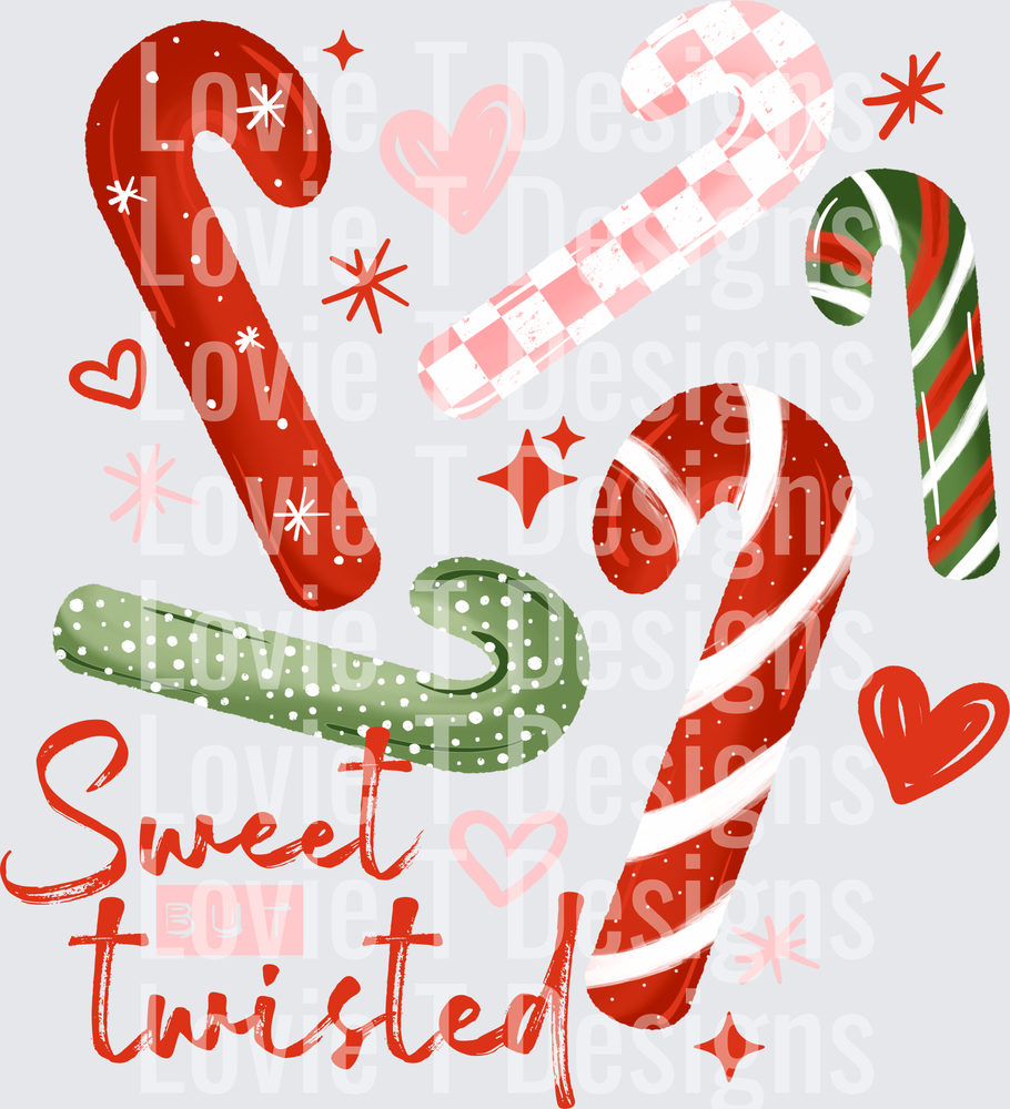Sweet But Twisted Candy Canes DTF transfer design