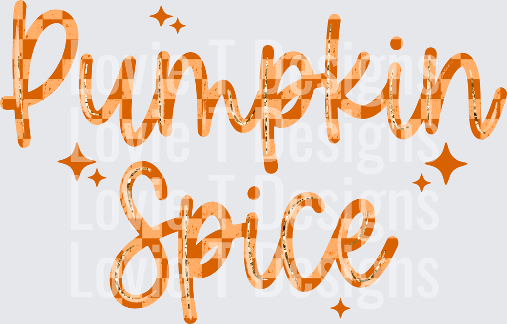 Pumpkin Spice Checker fall DTF transfer design