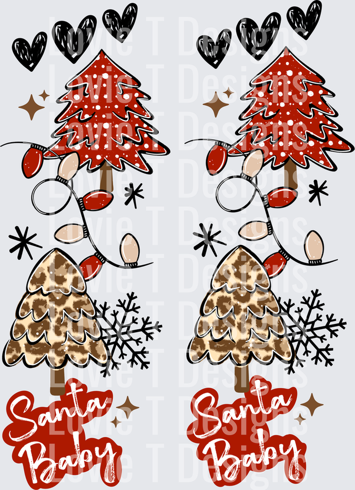Leopard Christmas Sleeve DTF transfer design