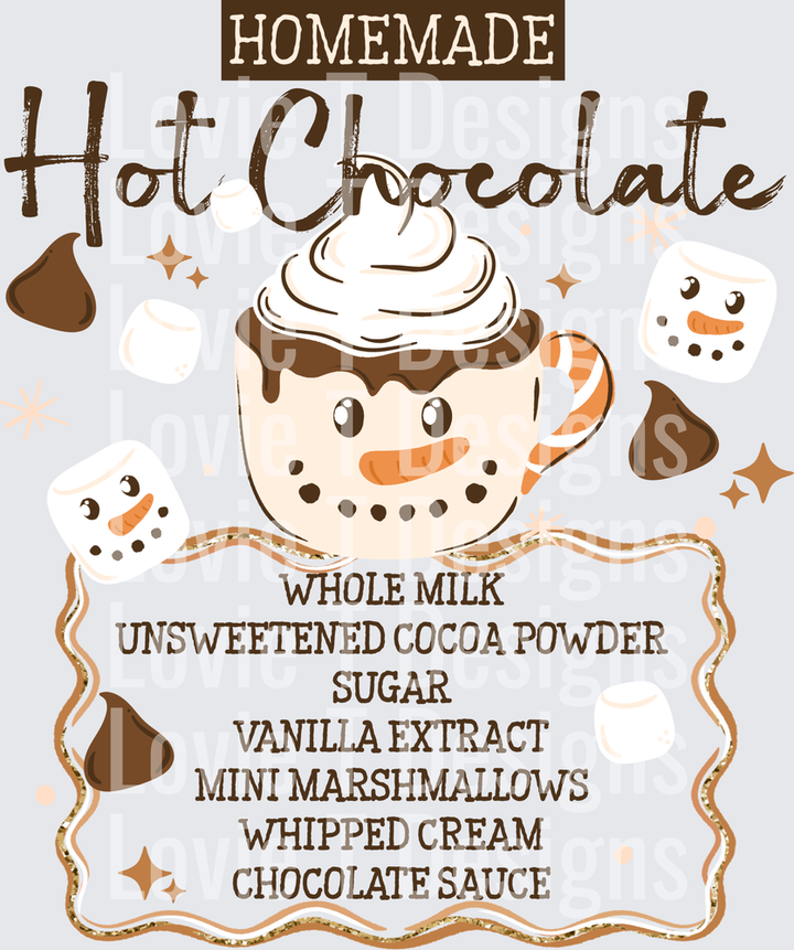 Homemade Hot Chocolate Recipe DTF transfer design