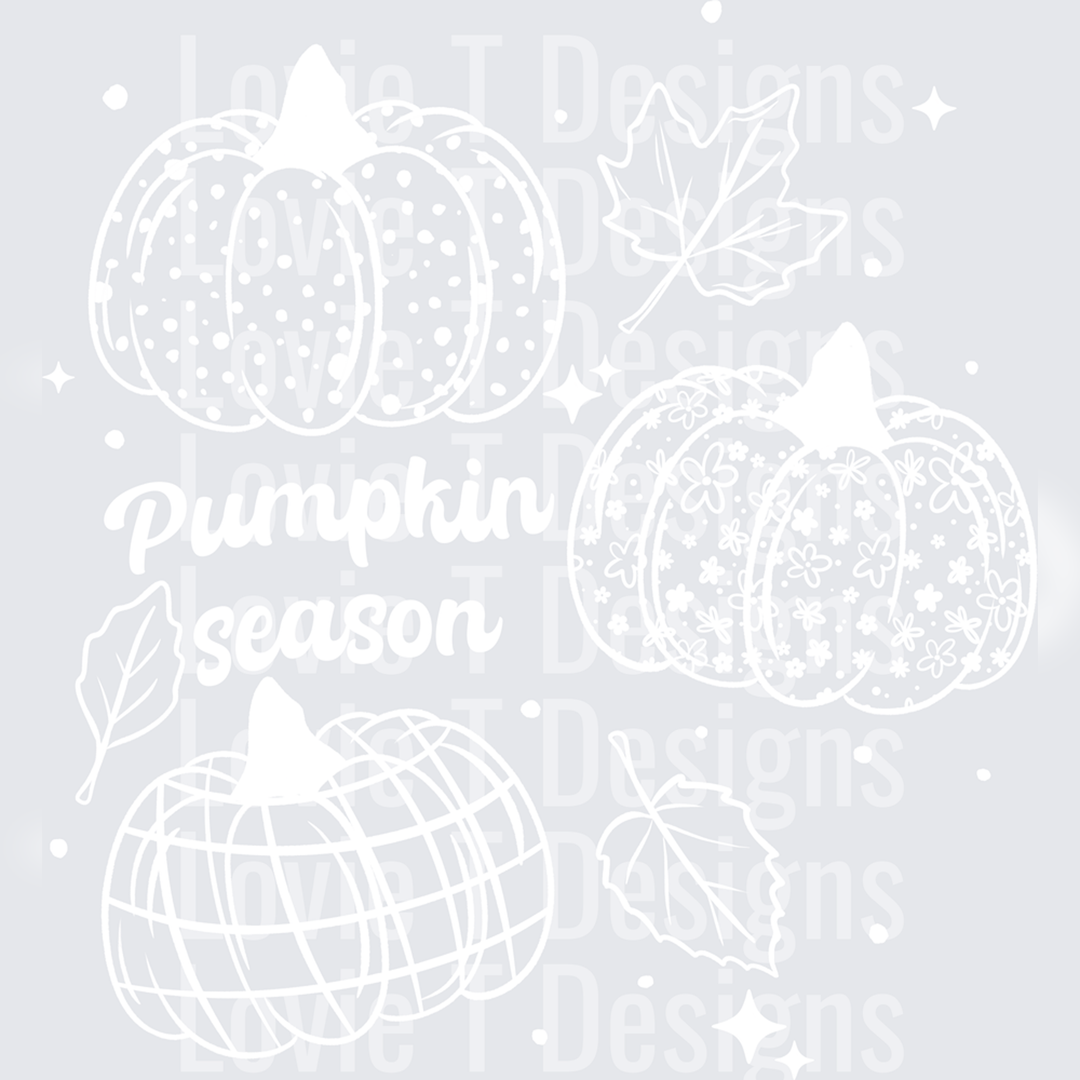 Pumpkin Patterns Single Color White – DTF Transfer