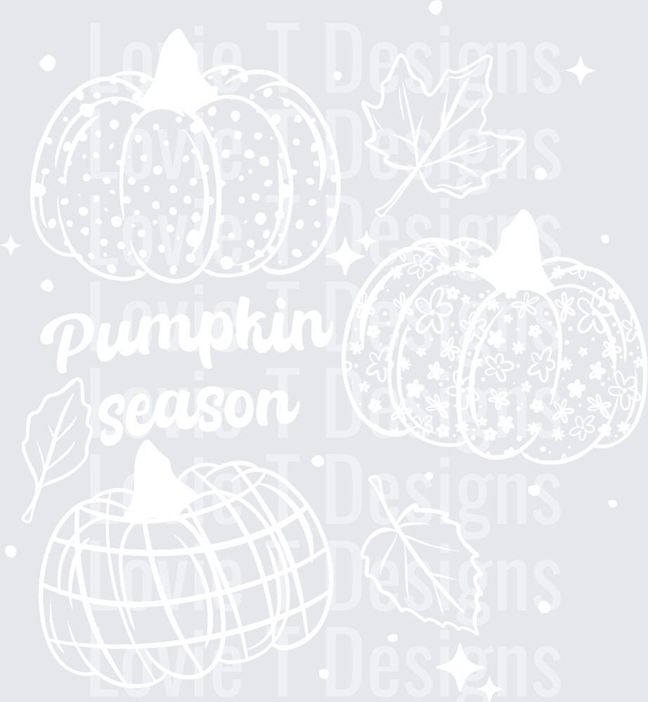 PUMPKIN PATTERNS SINGLE COLOR WHITE fall DTF transfer design