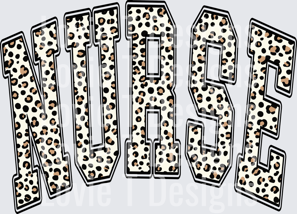 Nurse Leopard Varsity DTF transfer design