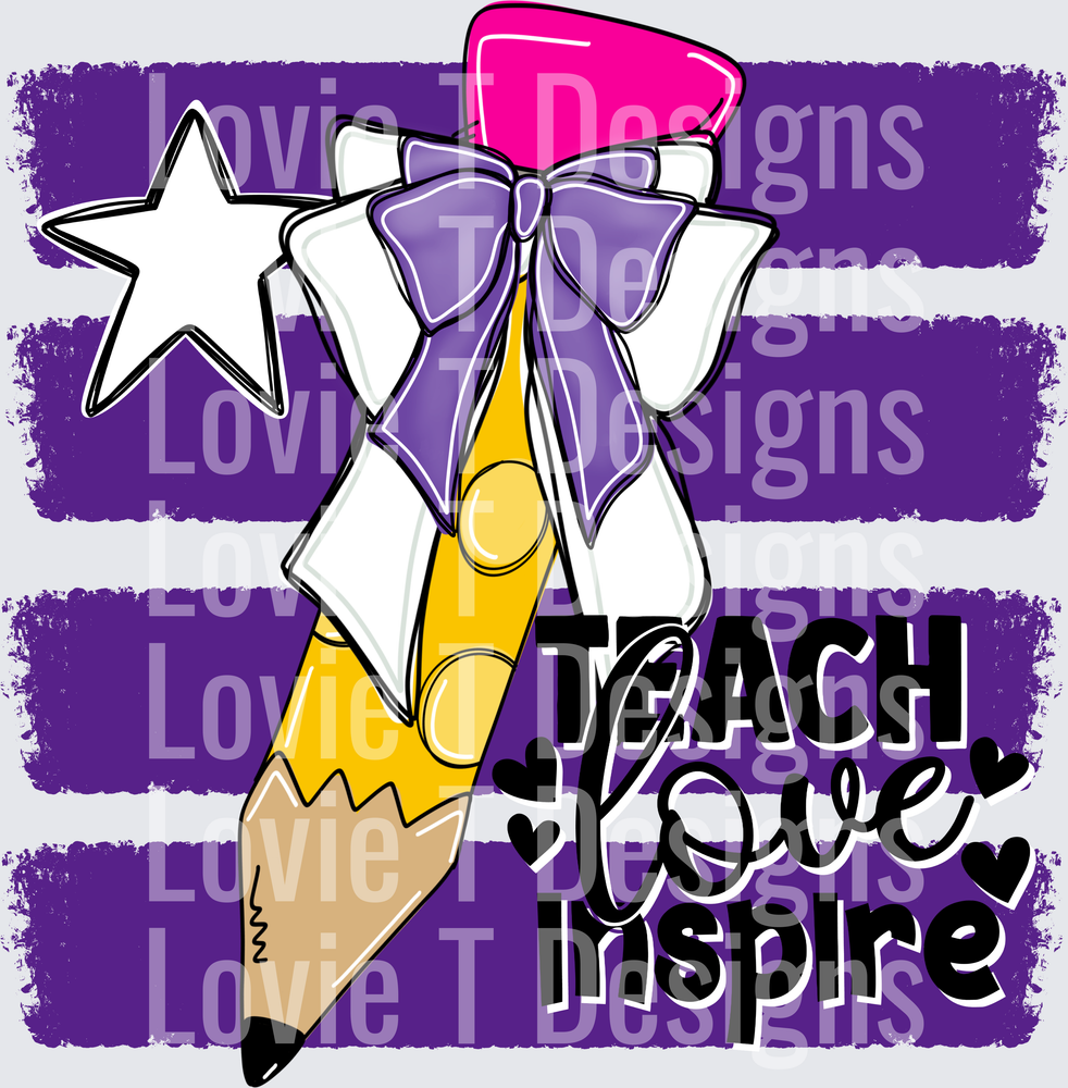 Teach Love Inspire Pencil with Purple Bow and Star