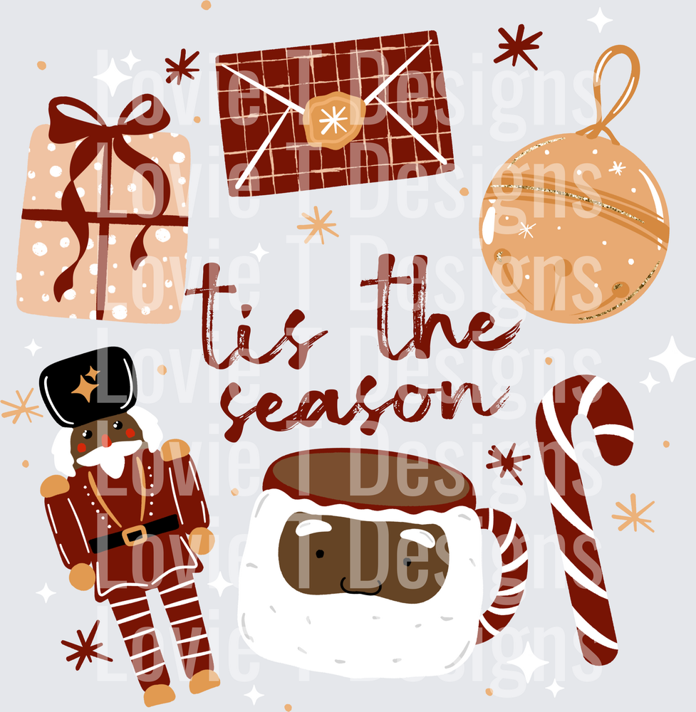Tis the Season Nutcracker Collage (Dark Skin Tone) DTF transfer design
