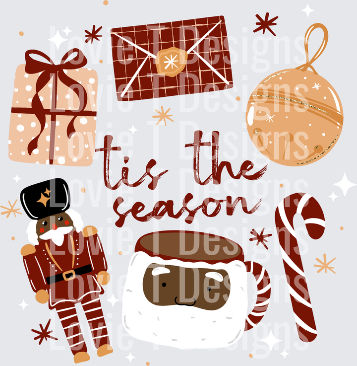 Tis the Season Nutcracker Collage (Dark Skin Tone) DTF transfer design