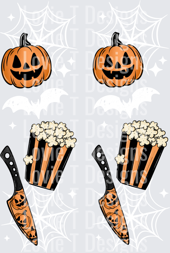 SCARY MOVIE SEASON SLEEVE WHITE Halloween DTF transfer design