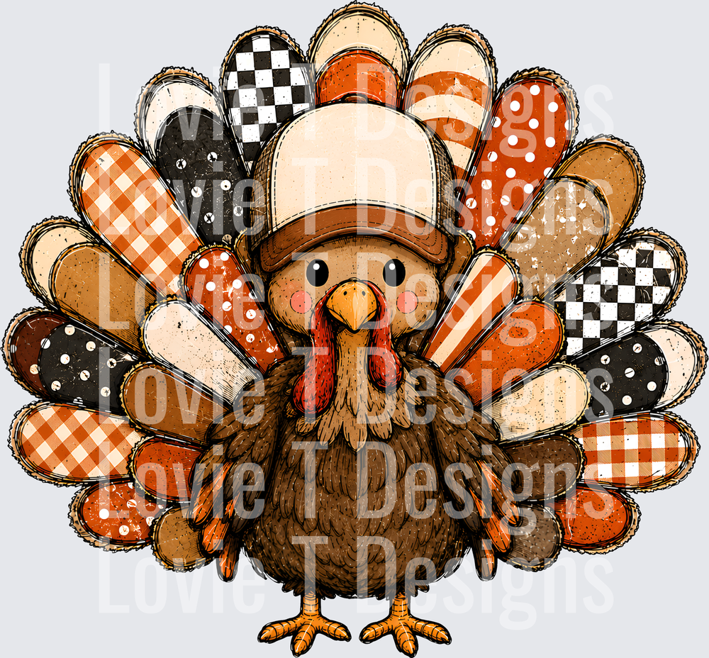 Turkey Boy Pattern Thanksgiving DTF transfer design
