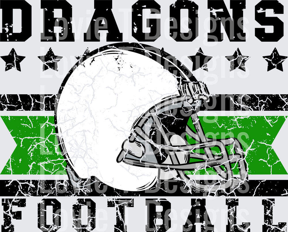 Dragons FOOTBALL GREEN DISTRESSED