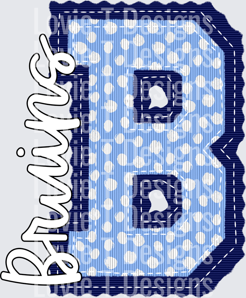 LETTERMAN NAVY AND COLUMBIA DOT BLUE BRUINS