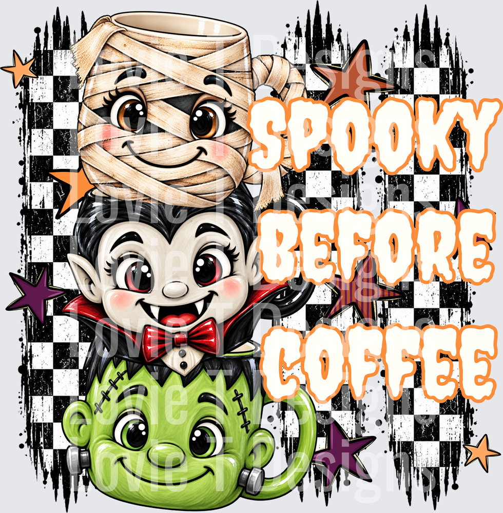 Spooky Mugs Halloween DTF transfer design