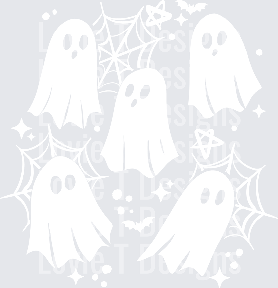 Ghosts Single Color White Halloween DTF transfer design