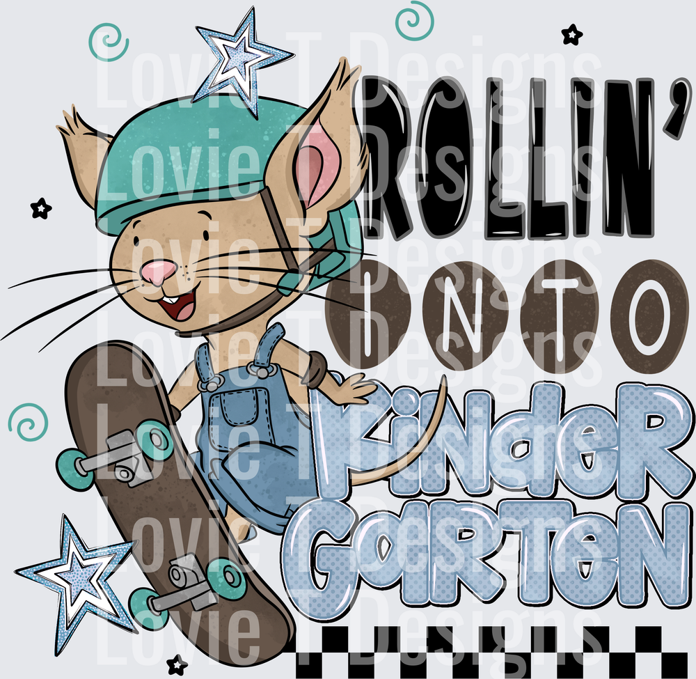 Rollin Into Kindergarten Skateboarding Mouse