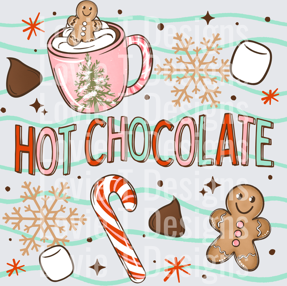 Hot Chocolate Wavy Lines DTF transfer design