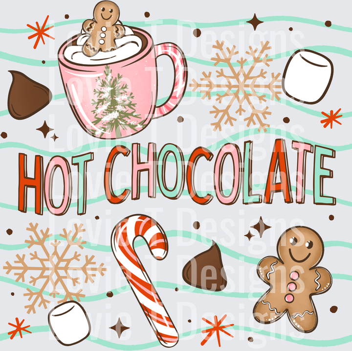 Hot Chocolate Wavy Lines DTF transfer design