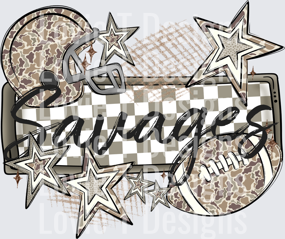 CAMO FOOTBALL NAME PLATE SAVAGES