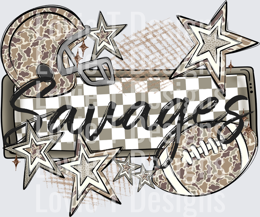 CAMO FOOTBALL NAME PLATE SAVAGES