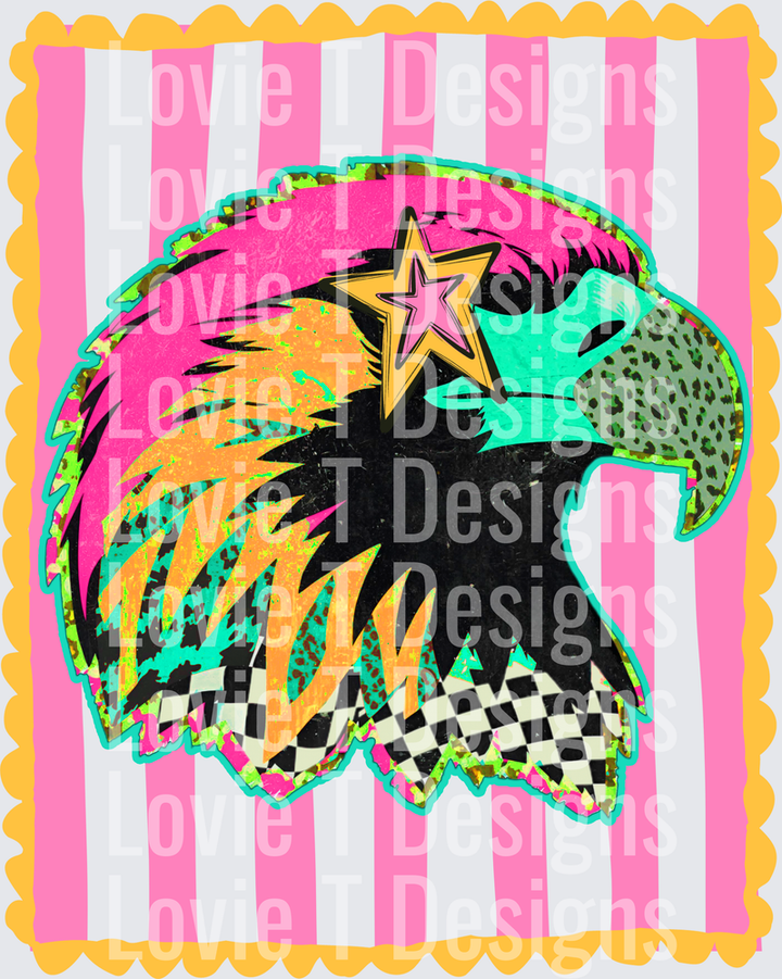 PREPPY MASCOT STRIPES HAWKS mascot DTF transfer design