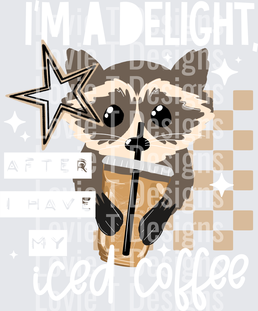 DELIGHT ICED COFFEE WHITE Everyday DTF transfer design