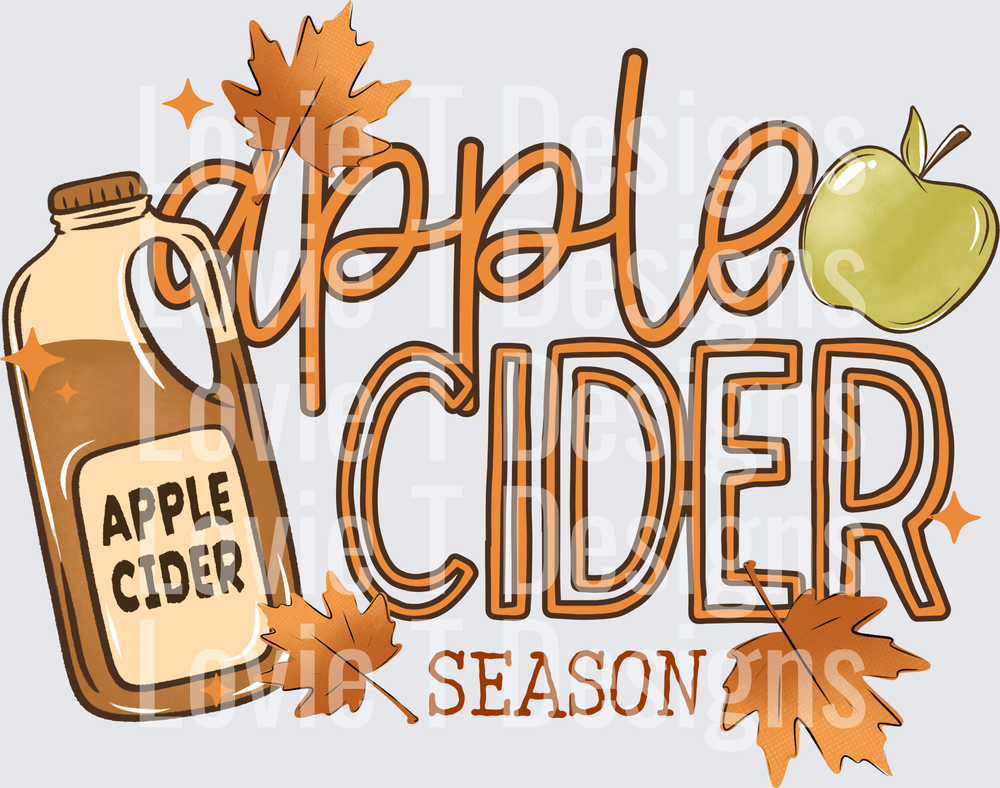 APPLE CIDER SEASON fall DTF transfer design